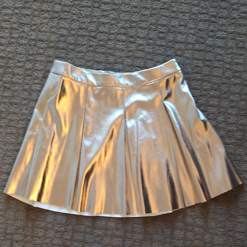 Crewcuts Shimmering Silver Skater Skirt